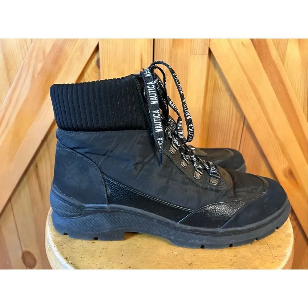 Nautica Sabra Black Lace Up Ankle Boot size 9.5
